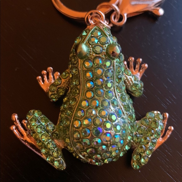 Rhinestone Frog Bag Charm / Keychain Pink OR Green - Picture 4 of 10